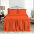 thumbnail image 2 of 4 Piece Long Ruffle Sheet Set, 30" Inch Long Ruffle On Corner Of The Flat Sheet, 21 Inch Deep Pocket, 100% Egyptian Cotton, 800 TC, Cal King Size, Solid Orange, 2 of 9