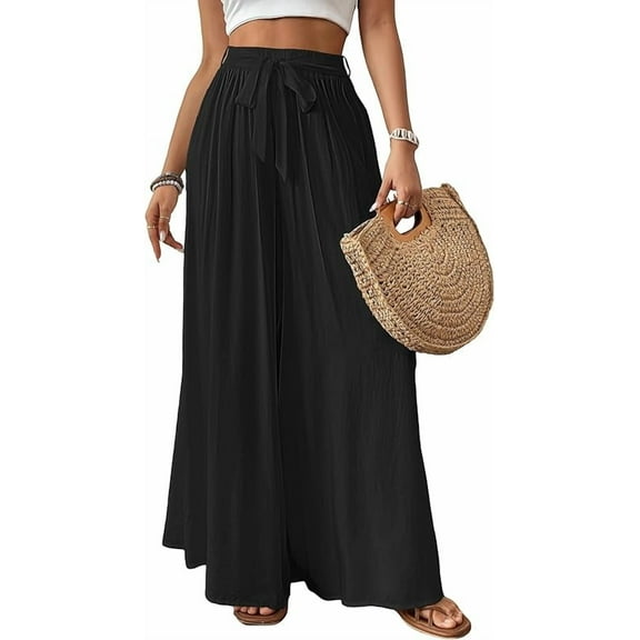 Wide Leg Pants Woman Flowy Floral Palazzo Pants for Women High Waisted Summer Casual Trousers Cruise Outfits