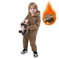 thumbnail image 2 of Coerni Boys Girls Zip Up Hoodie Sweatsuit Set Toddler Baby Solid Fleece Sweatshirt Outfits Kids Trendy Warm Outerwear with Pockets, 2 of 9