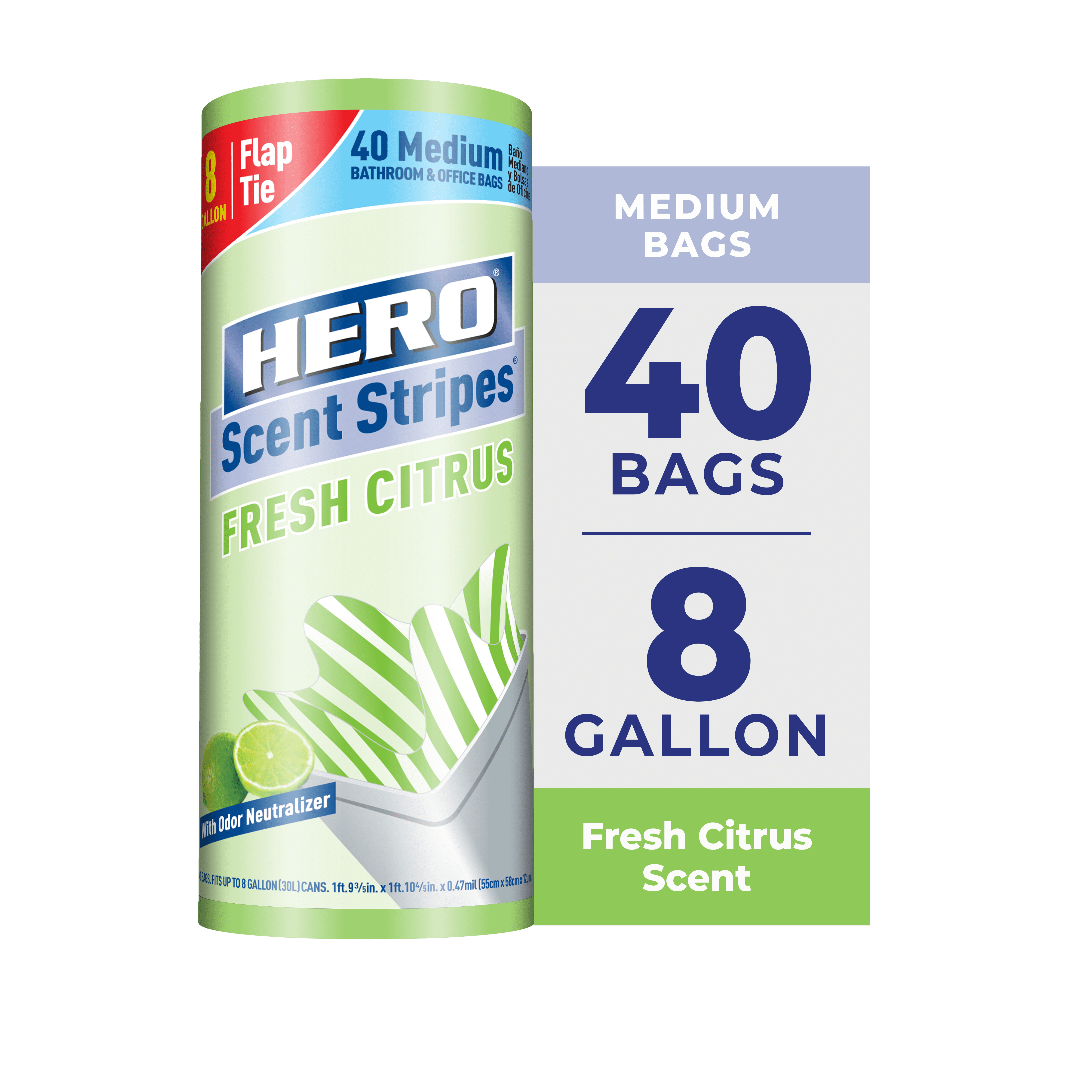 Hero 4 Gallon Kitchen Trash Bags, 40 Count, Lavender Scent, Odor