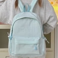 thumbnail image 5 of FUZHIQ Textured Solid Color School Backpack for 3rd 4th 5th 6th Grade, Lightweight Crinkled Fabric Bookbag with Front Pocket, Casual Elementary Middle School Bag, Blue, 5 of 6