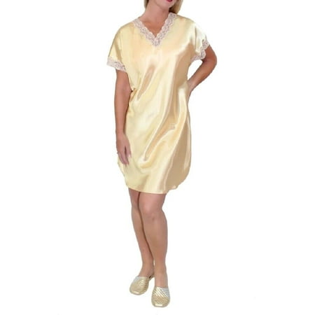 

Shadowline Vintage Lace Trim Sleepshirt - 4503 (Gold 1X)