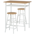 thumbnail image 1 of CoSoTower 3 Piece Counter Height Bar Table Set with 1 Table, 2 Matching Stools, Dining Table Set with Storage Shelf and Metal Frame Footrest, White and Oak, 1 of 7