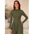 thumbnail image 6 of PRETTYGARDEN Womens Jumpsuit Dressy Casual Spring Fall Fashion One Piece Outfits Long Sleeve Mock Neck Wide Leg Pants Rompers, 6 of 8