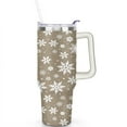 thumbnail image 2 of Tawny Color White Snowflakes 40 Oz Tumbler with Handle Lid and Straw Stainless Steel Double Walled Vacuum Insulated Cup Merry Christmas Gifts Tumbler for Women Men Friends Outdoor Indoor, 2 of 6