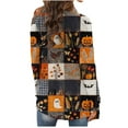 thumbnail image 3 of Cardigan Sweaters For Women Halloween Costume Fashion Casual Party Pumpkin Cardigan Medium Length Front Knit Sweater Top Polyester Spandex Blended Cardigan 1Pc Blue Xl Sweaters For Women, 3 of 5