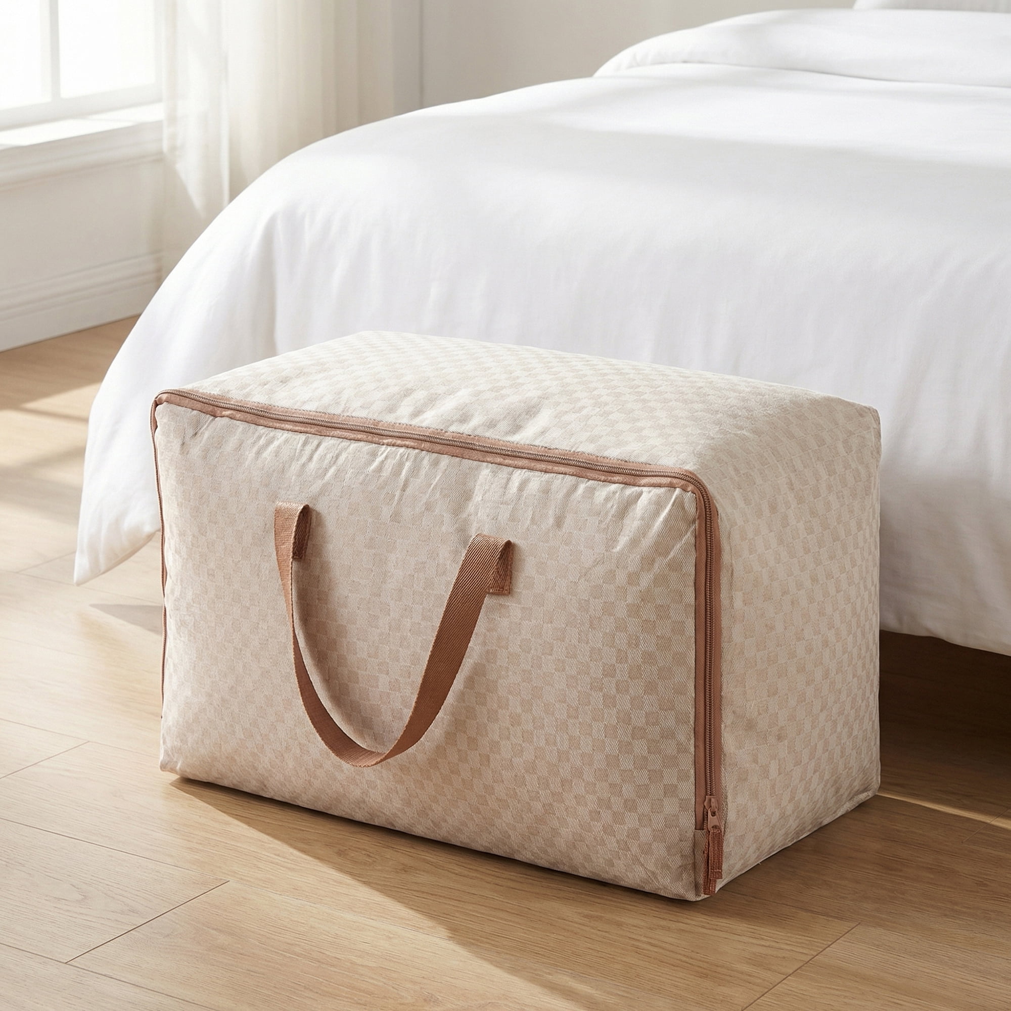 Unique Bargains Storage Floral Moving Bags for Organizing Clothing Brown 19.7"x11.8"x9.8"