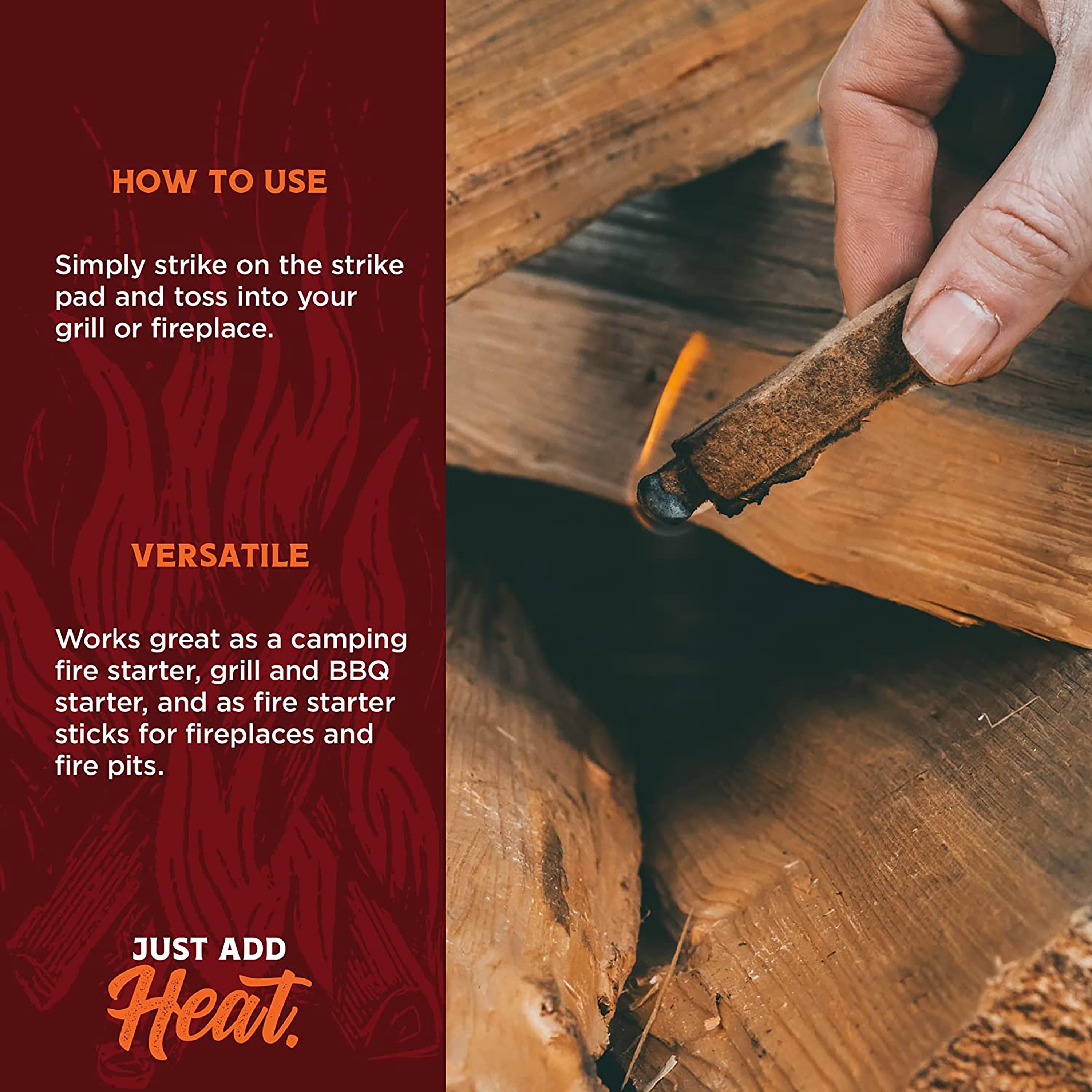 Fire & Flavor All Natural Fat Match Fire Starter for Grills and Fireplaces