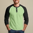 thumbnail image 6 of 3/4 Sleeve Shirt Men Button Henley Baseball T-Shirts Fall Casual Sport Athletic Jersey Tee Tops Light Green 3XL, 6 of 7