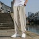 thumbnail image 1 of Pantalones largos para hombre, moda de verano, lisos, informales, con cintura elástica y bolsillos, 1 of 5