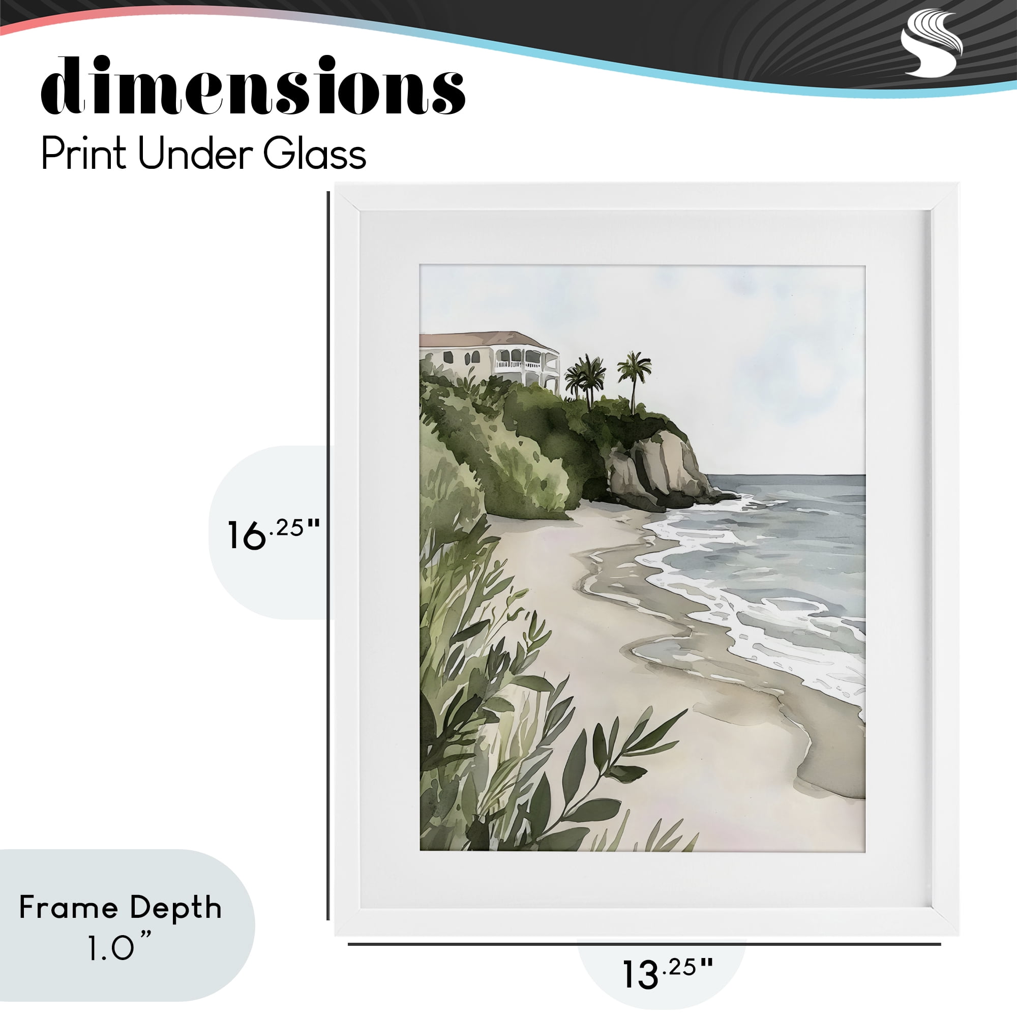 Stupell Industries Coastal Calm Villa on Bluff White Framed Print Under Glass, design by Riley B