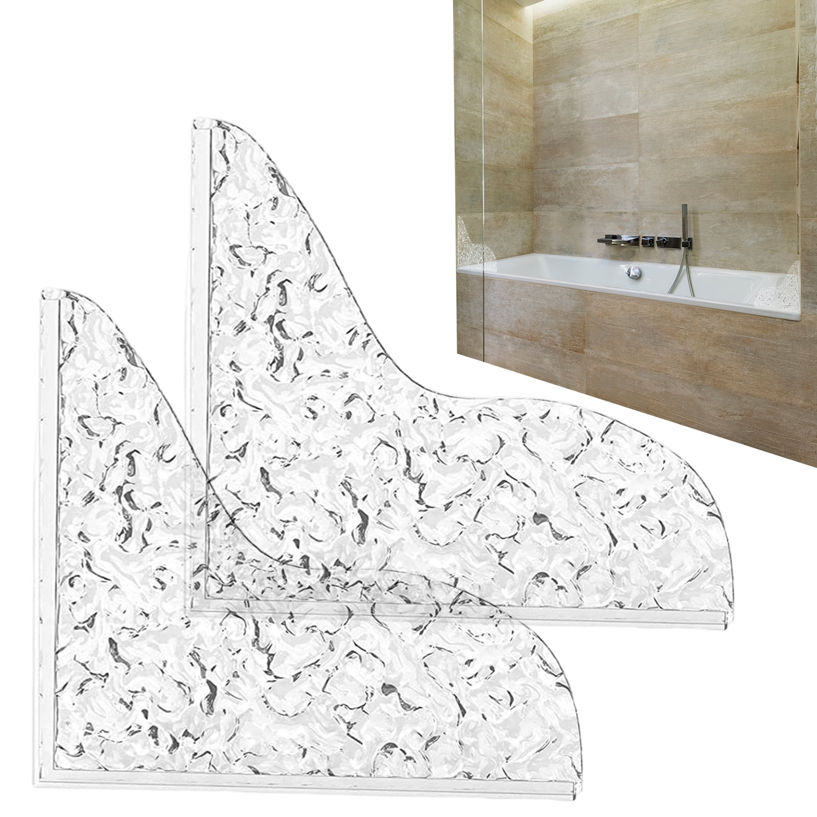 SelfAdhesive Shower Splash Guard, 2Pcs Transparent Shower Corner Water Guard, Tub Splash Guards