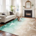 thumbnail image 2 of 5'x7' Area Rugs, Green Ombre Coastal Indoor Outdoor Area Rug for Living Room Bedroom, Sea Nautical Summer Beach Starfish Coral Washable Bathroom Rugs Kitchen Floor Carpet Mats Home Decor Aesthetic, 2 of 8