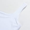 thumbnail image 4 of Mujer Sin Mangas Tirantes Cuello Cuadrado Doble Capa Entrenamiento Fitness Casual Tops Cortos Básicos - Blanco, 4 of 5