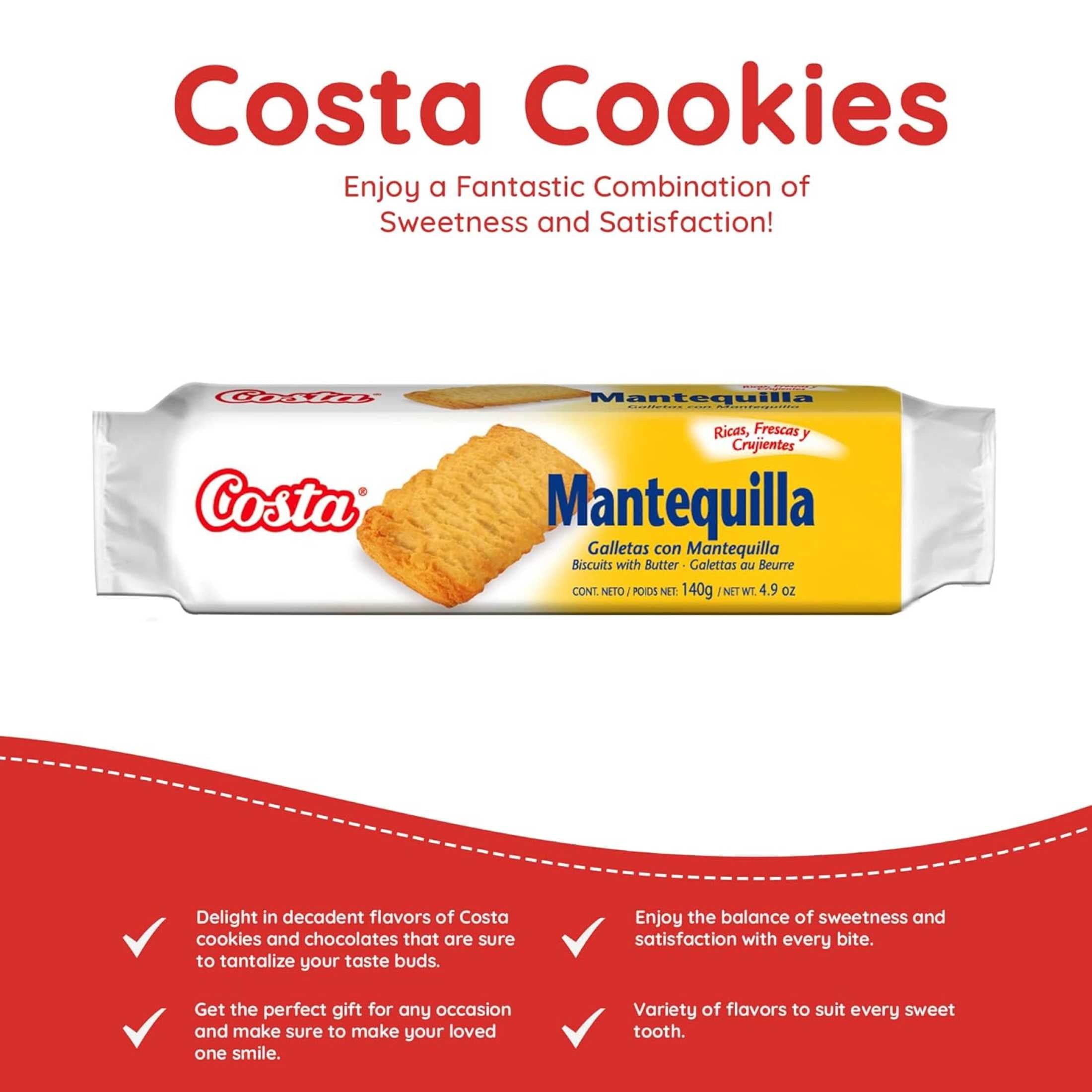 Costa Butter Cookies - Delicious Butter Biscuits, Bakery- 24 Snacks Packs (4.9oz Each)