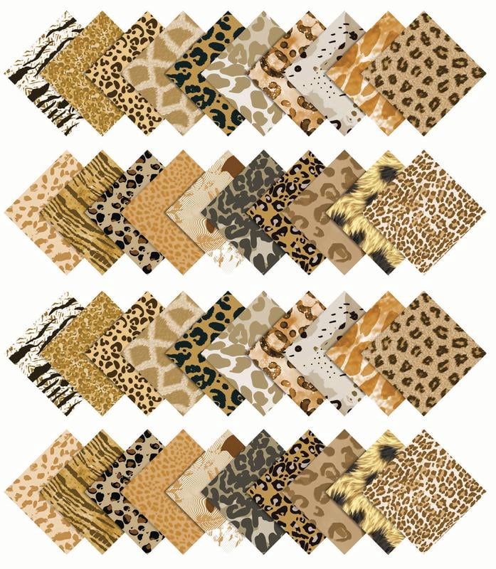 Soimoi 40Pcs Floral Artistic Print Precut Fabrics Strips Roll Up 1.5x42inches Cotton Jelly Rolls For Quilting - Light Brown