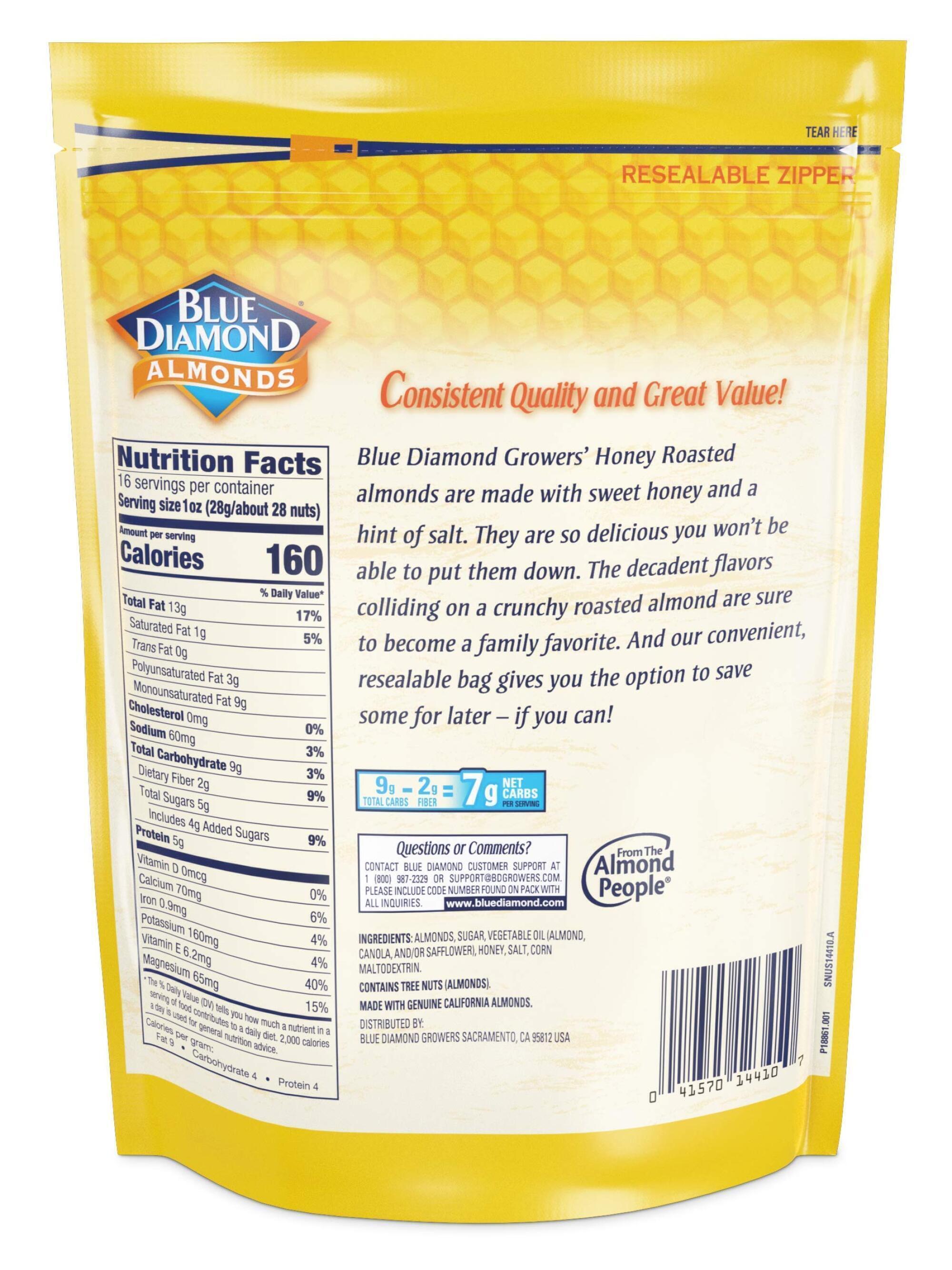 Blue Diamond Almonds Honey Roasted Snack (Pack of 6)