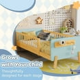 thumbnail image 3 of Mirightone Twin Bed Frame with Rails, Wood Montessori Bed Twin with Headboard and Footboard for Girls Boys, Blue, 3 of 10