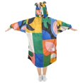 thumbnail image 2 of FORMRS Wearable Blanket Hoodie with Sleeves for Kids Cozy Flannel Sweatshirt, Abstract Plants, 2 of 7