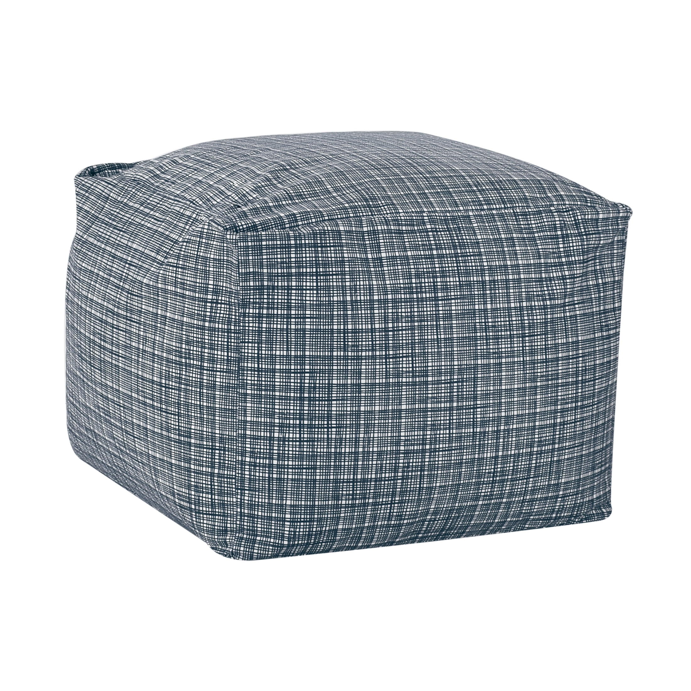 Castle Place 24" Velvet Pouf, Indigo Dye
