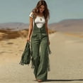 thumbnail image 6 of BLVB Vintage Overalls for Women Tassel Wide Leg Bib Pants Women Adjustable Romper Jumpsuit with Pockets, 6 of 7