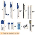 thumbnail image 3 of Geometry Set Mr. Pen 15 pcs Navy Blue w/ Swing Arm Protractor, 3 of 9