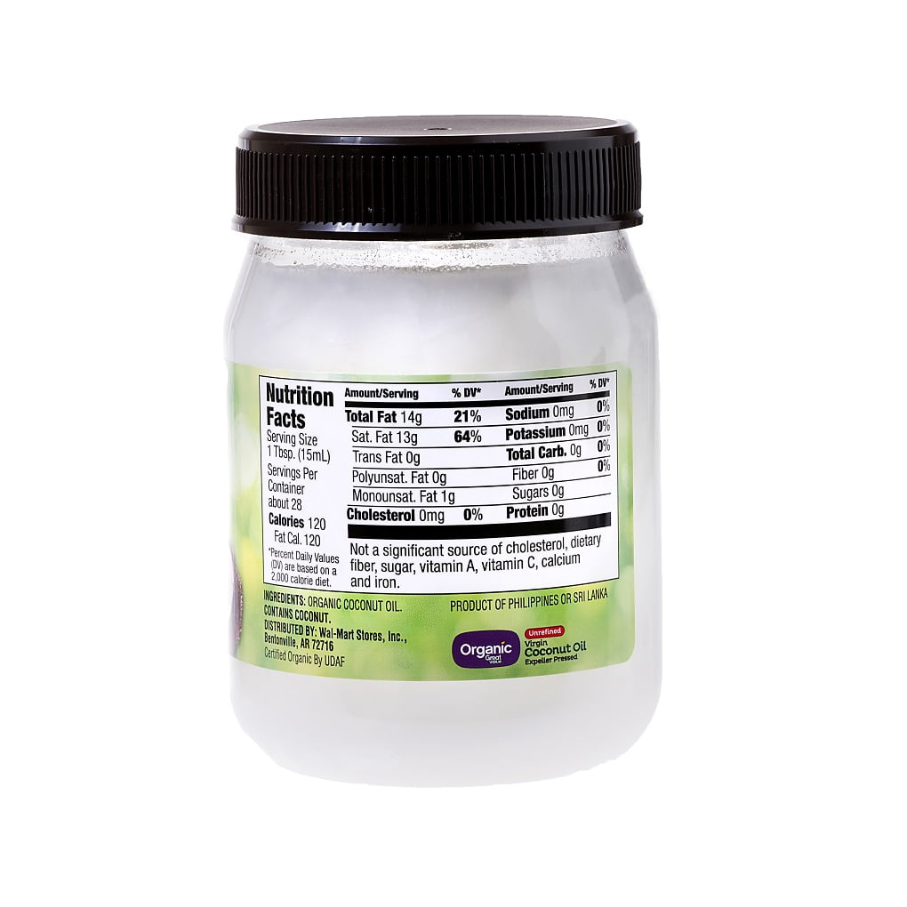 Great Value Organic Unrefined Virgin Coconut Oil 14 Oz Walmartcom