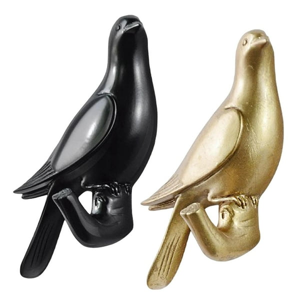 2 perchas para guardar ropa con forma de pájaro S Negro S Oro