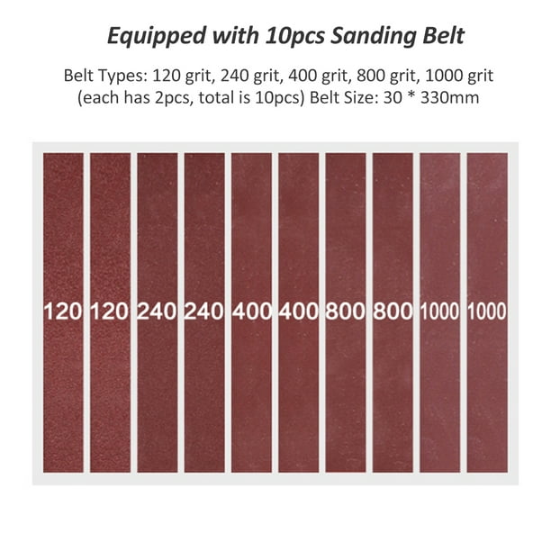 Standard sanding top belt sizes