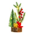 thumbnail image 4 of Potted Mini Christmas Tree PET/Wooden LED Trees Tabletop Pine Trees for Christmas Desktop Ornament  Party Decorations, 4 of 7