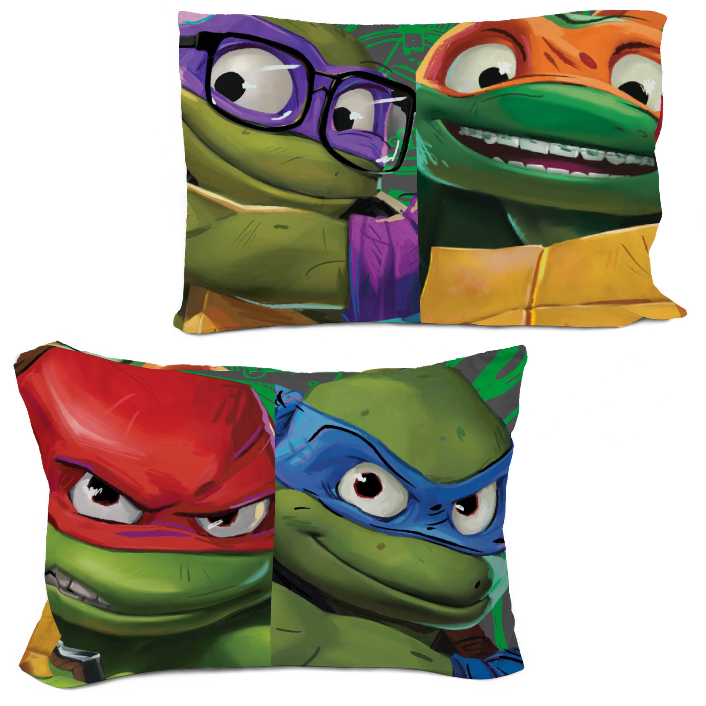 Teenage Mutant Ninja Turtles Kids 2 Piece Grey Reversible Comforter and Pillowcase Bedding Set, Twin/Full