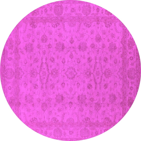 Ahgly Company Indoor Round Oriental Pink Traditional Area Rugs, 7' Round