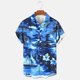 thumbnail image 5 of Blusa y camisa de manga corta con cuello vuelto para hombre, informal, a la moda, con estampado de bolsillo y botones, de poliéster., 5 of 6