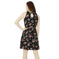 thumbnail image 6 of Bimba Women Black Floral Rayon Dress Sleeveless Classic Chic Summer Clothing, 6 of 7