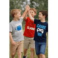 thumbnail image 2 of HILEELANG 4-13 Little/Big Boys Red/Navy/Gray Sports Action Graphic 100% Cotton 3-Pack Short Sleeve T-Shirt, Size 10-11, 2 of 14