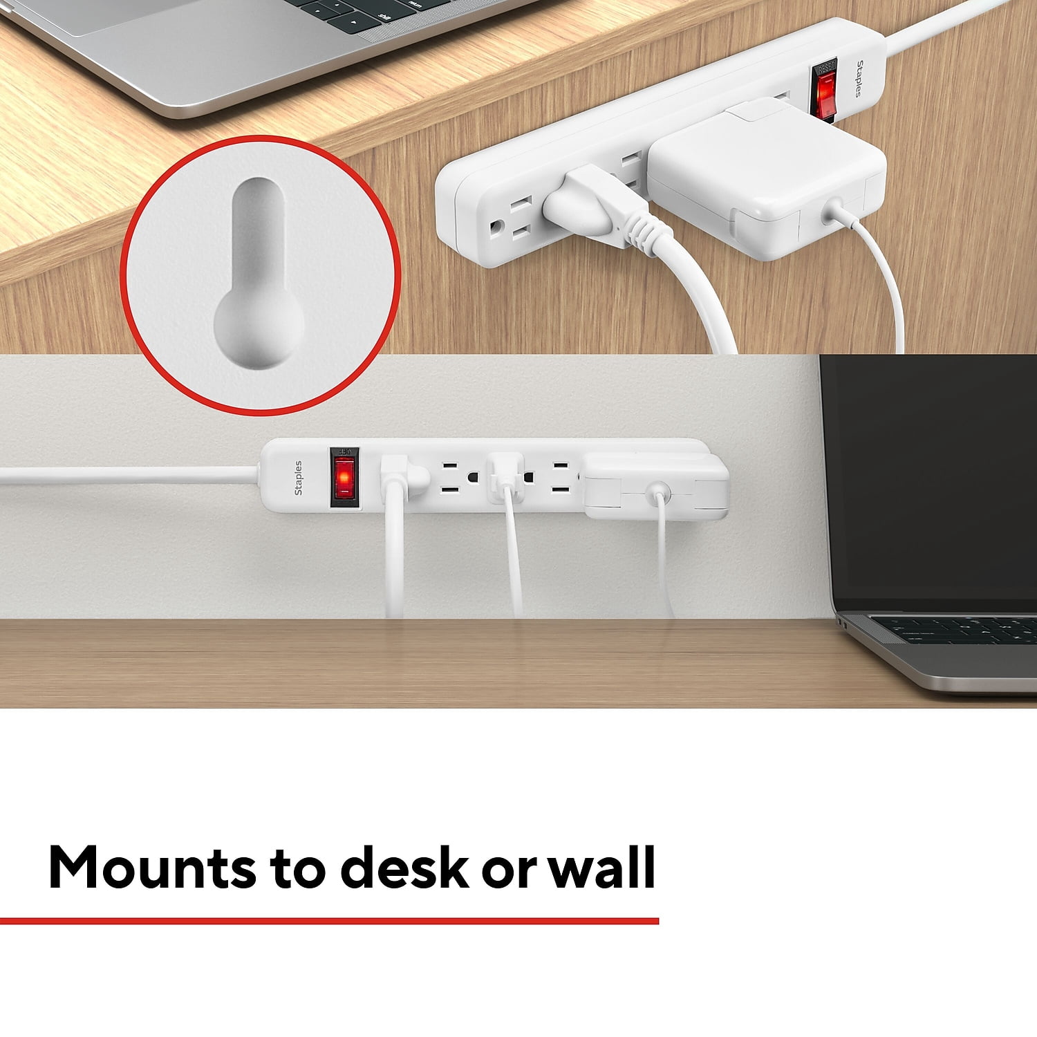 Staples 6-Outlet Power Strip 15' Cord White 2/Pack 24353926