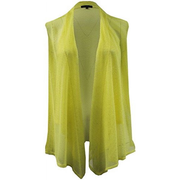Plus Size Women's Sleeveless Open Front Cardigan Knit Vest Top Sweater Yellow 1X (16.033)