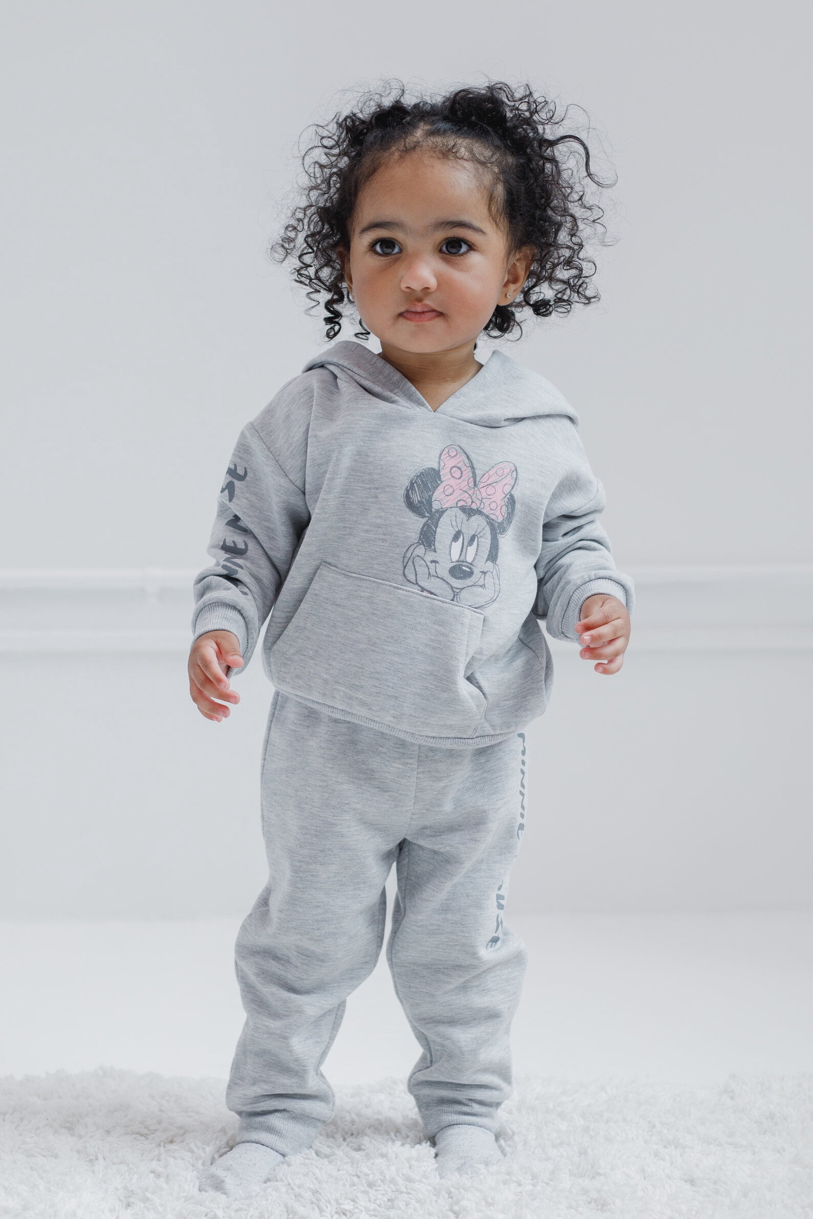 Disney Minnie Mouse Infant Baby Girls Fleece Pullover Hoodie and Pants Outfit Set Infant to Toddler