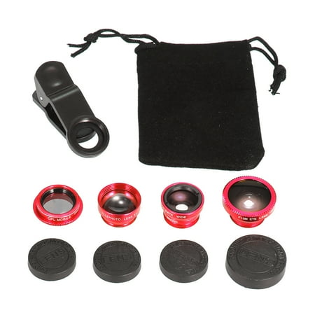 - Universal Mobile Phone Lens 5 in 1 Fish Eye Wide Angle Macro 2X Teleconverter CPL Lens Detachable Clip-on Camera Lens Kit
