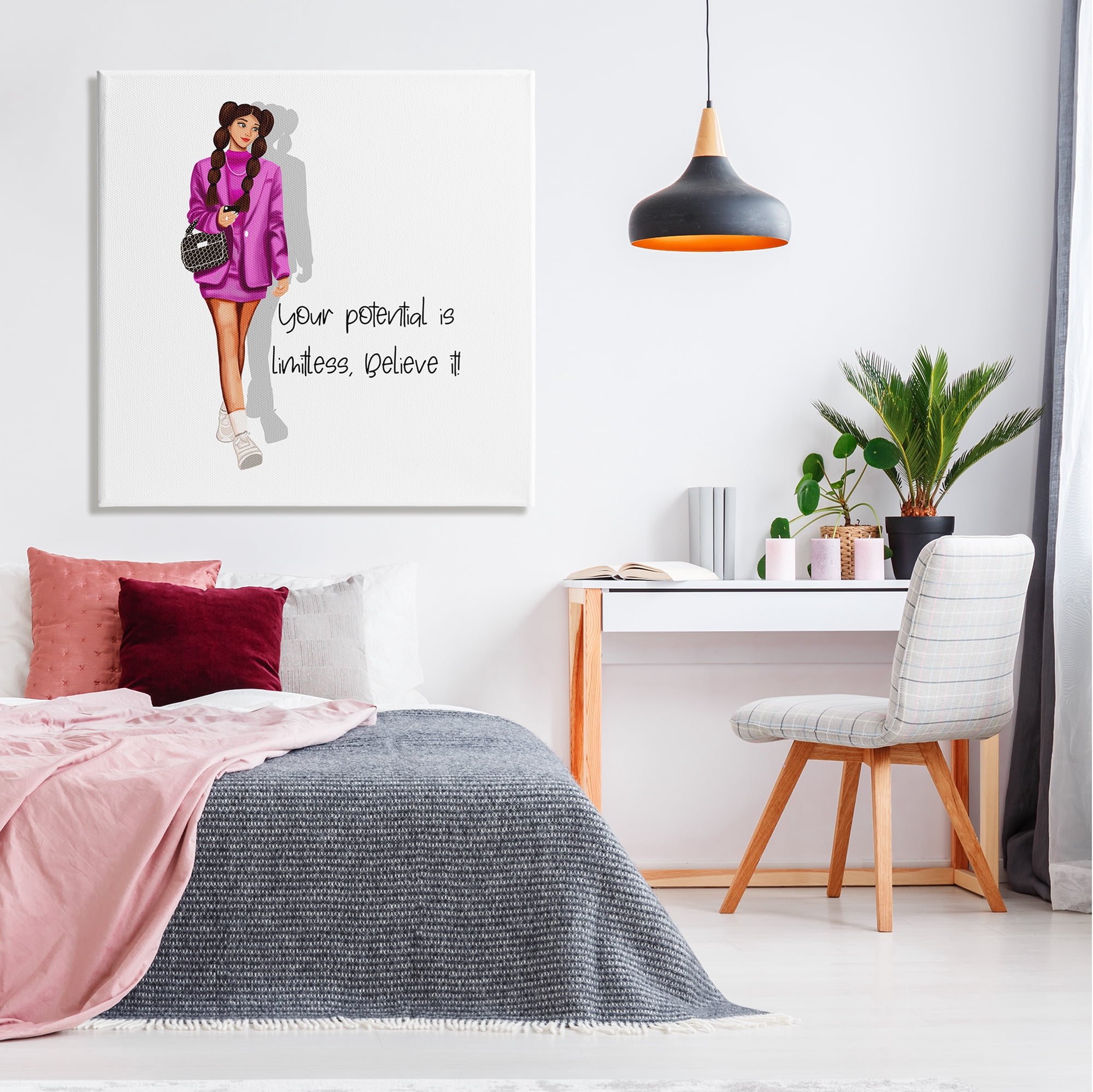 Stupell Industries Potential is Limitless Woman Inspirational Painting Gallery Wrapped Canvas Art Print Wall Art, 36 x 36