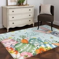 thumbnail image 3 of Happy Easter Area Rugs 3'x5', Washable Small Throw Rugs for Living Room Bedroom, Spring Bunny Easter Eggs Floral Teal Wood Indoor Outdoor Rug Non-Slip Low Pile Carpet Runner Reversible Floor Mats, 3 of 8