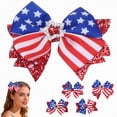 thumbnail image 2 of TOWED22 4th of July Bow Hair Clips Glitter Independence Day Hair Bow Clip Patriotic Red White Blue Bows,Hair Accessories for Parties(Watermelon Red), 2 of 7