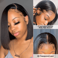 thumbnail image 3 of Bone Straight Bob Wig Lace Front Human Hair Wigs for Women Pre plucked 13x4 Transparent Lace Frontal Wig Short Wigs Human Hair, 3 of 4