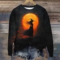 thumbnail image 5 of Womens Fleece Lined Sweatshirts Oversized Drop Shoulder Crewneck Sweat Shirts Loose Casual Halloween Graphic Sweater Orange, XL, 5 of 6