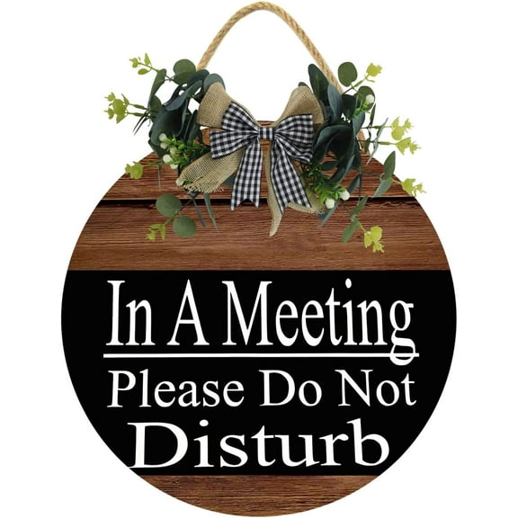 Eveokoki 12" In A Meeting Please Do Not Disturb Sign,Wood Hanging Sign Home Office Meeting Door