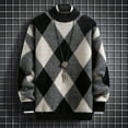 thumbnail image 2 of Alkepwun Men's Vintage Striped Sweater Knitted Long Sleeve Pullover Loose Oversized Top Casual Crewneck Shirt Fall Winter Top, 2 of 3