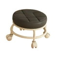 thumbnail image 2 of Asiento de rodillos de taburete enrollable adulto redonda resistente con cuero de la rueda de rueda para la entrada de la cocina salón pedicura de la Negro, 2 of 8