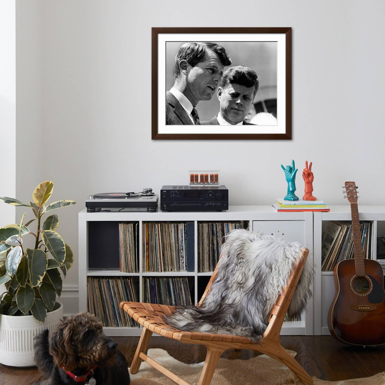 Art.com Pres John Kennedy and Attorney General Robert Kennedy at Ceremonies Honoring African Americans Photo, Brown Frame Wall Art, 40" x 32"