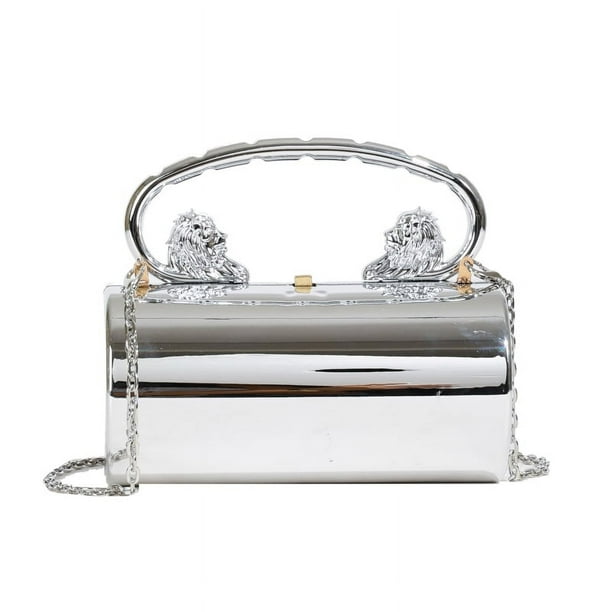 Bolso Hombro Mini Noche Cilindro Acrílico Mujer Con Cadena Hobo Sólido