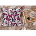 thumbnail image 2 of Butterfly Fluffy Throw Pillow Cushion Cover, Vibrant Watercolor Animals Patterns Warm Climate Creatures Spring Season, Rectangle Accent Pillow Case, 36" x 16", Pink Magenta Black, by Ambesonne, 2 of 5